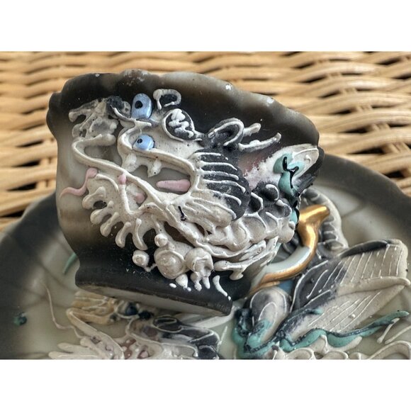 Vintage 40's Japan Dragonware Miniature Teacup and Saucer - Picture 4 of 11